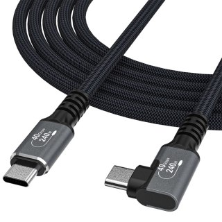 Kabel kątowy Wozinsky WPS1-UY41S USB-C Thunderbolt 4 240W 1,5m 4K - czarny