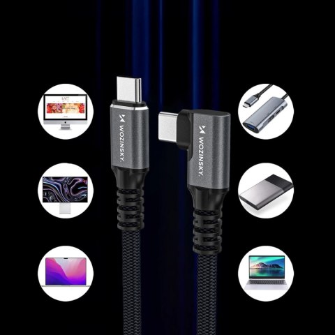 Kabel kątowy Wozinsky WPS2-UY41S USB-C Thunderbolt 4 240W 2m - czarny