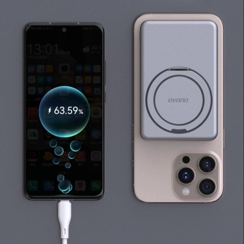 Powerbank Dudao K28S 20W PD 5000mAh z MagSafe i podstawką - srebrny