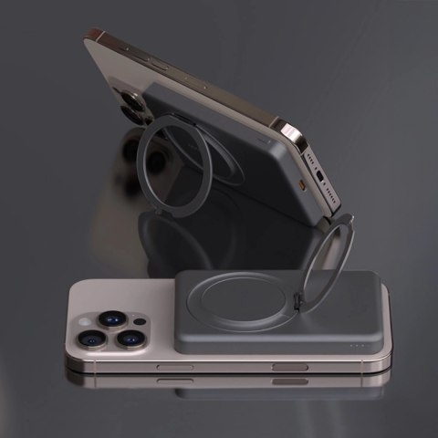 Powerbank Dudao K28S 20W PD 5000mAh z MagSafe i podstawką - szary