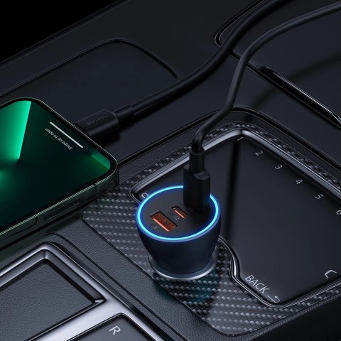 Baseus Golden Contactor Pro ładowarka samochodowa USB-A + 2x USB-C 65W ciemnoszary (CGJP010013)