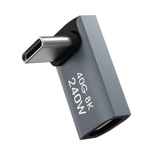 Przejściówka kątowa Wozinsky WPKF-01 USB-C - USB-C 40Gb/s 240W 8K OTG - szara