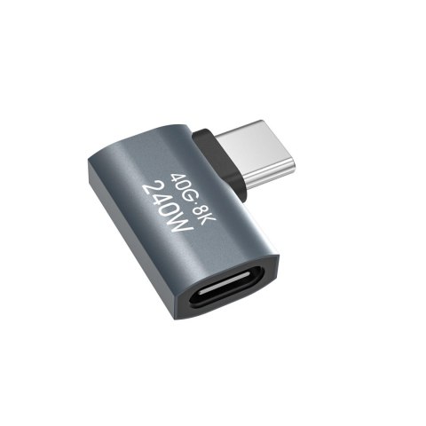 Przejściówka kątowa boczna Wozinsky WPKB-01 USB-C - USB-C 40Gb/s 240W 8K OTG - szara
