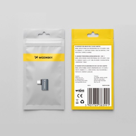 Przejściówka kątowa boczna Wozinsky WPKB-01 USB-C - USB-C 40Gb/s 240W 8K OTG - szara