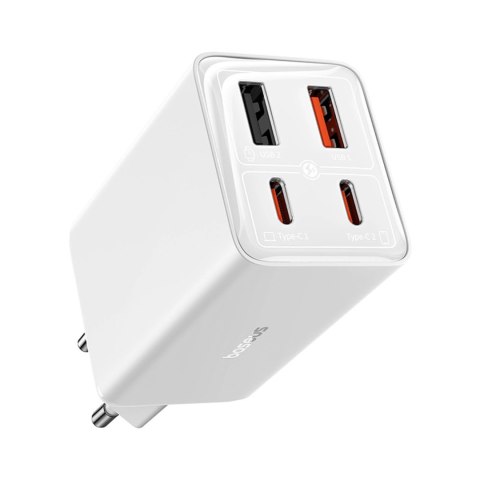 Ładowarka Baseus GaN6 Pro 65W 2 x USB-C 2 x USB-A z czarnym kablem USB-C 100W 1m - biała