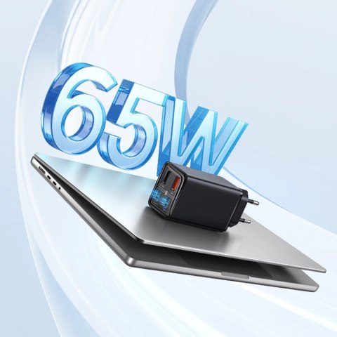 Ładowarka Baseus GaN6 Pro 65W 2 x USB-C 2 x USB-A z czarnym kablem USB-C 100W 1m - czarna