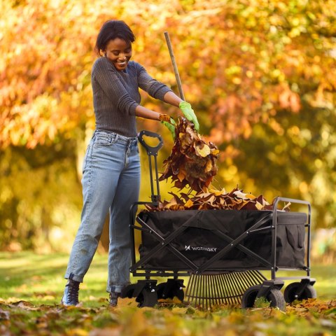Wózek Wozinsky WZP-100 plażowy, turystyczny, ogrodowy, wytrzymały, szerokie koła, z siatką bezpieczeństwa do 100 kg - czarny