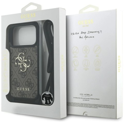 Etui Guess 4G Big Logo Cord Stap Crossbody na iPhone 17 Pro - brązowe