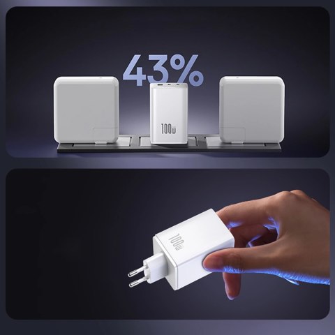 Ładowarka sieciowa Baseus EnerFill FE11 2 x USB-C / USB-A 100W - biała