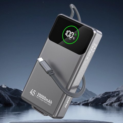 Powerbank Dudao K31 Pro 45W 20000mAh z wbudowanym zwijanym kablem USB-C - szary