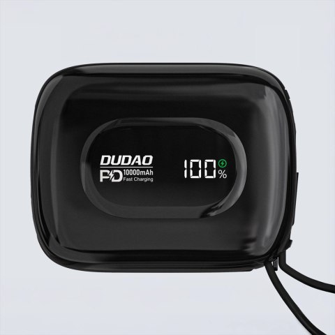 Powerbank Dudao K32 22,5W 10000 mAh z wbudowanym kablem USB-C/Lightning - czarny