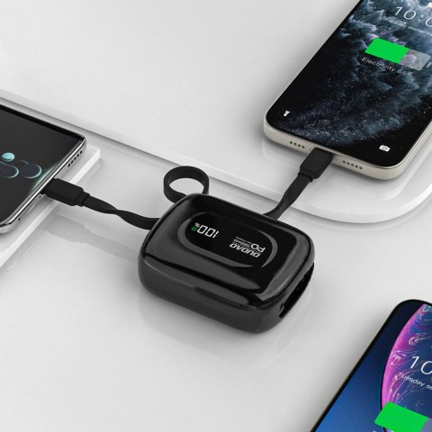 Powerbank Dudao K32 22,5W 10000 mAh z wbudowanym kablem USB-C/Lightning - czarny