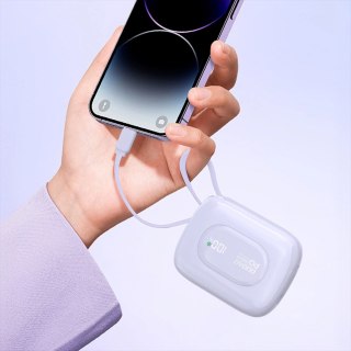 Powerbank Dudao K32 22,5W 10000 mAh z wbudowanym kablem USB-C/Lightning - fioletowy