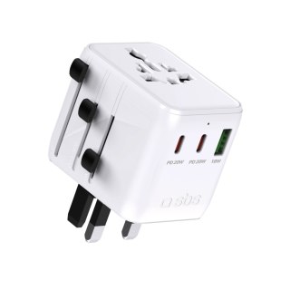 Adapter podróżny SBS 2xUSB-C 1xUSB-A uniwersalny - biały
