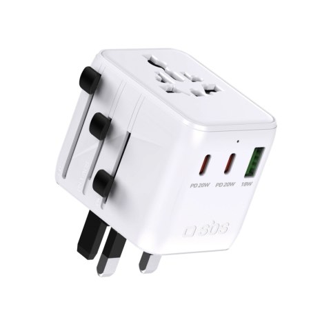 Adapter podróżny SBS 2xUSB-C 1xUSB-A uniwersalny - biały Adapter podróżny SBS 2xUSB-C 1xUSB-A uniwersalny - biały