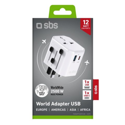 Adapter podróżny SBS TEADAPTUSBTCUNI USB-C USB-A uniwersalny - biały Adapter podróżny SBS TEADAPTUSBTCUNI USB-C USB-A uniwersalny - biały