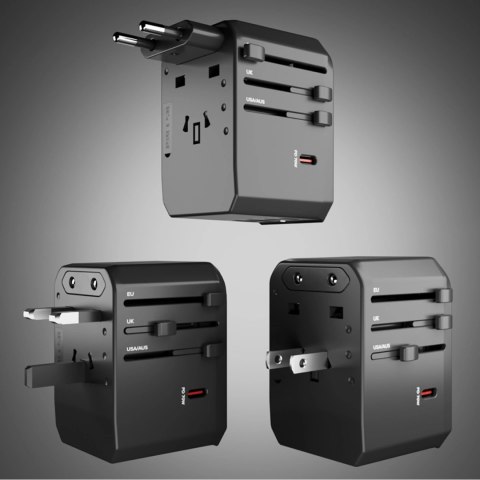 Adapter podróżny SBS uniwersalny GaN 70W 3xUSB-C 2xUSB-A z etui - czarny Adapter podróżny SBS uniwersalny GaN 70W 3xUSB-C 2xUSB-A z etui - czarny