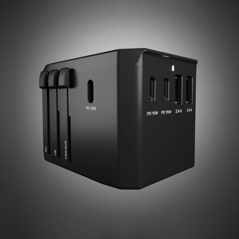 Adapter podróżny SBS uniwersalny GaN 70W 3xUSB-C 2xUSB-A z etui - czarny Adapter podróżny SBS uniwersalny GaN 70W 3xUSB-C 2xUSB-A z etui - czarny