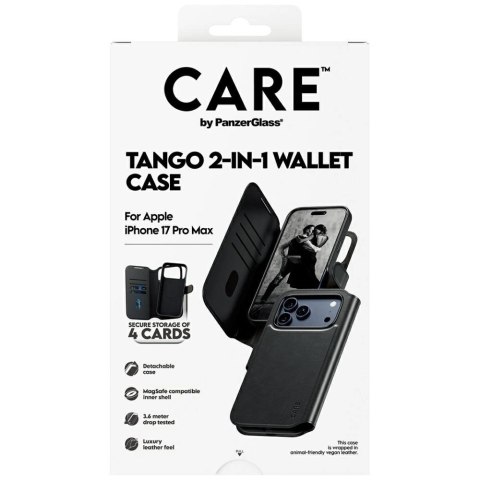 Etui CARE by PanzerGlass Feature Tango 2w1 Wallet Case MagSafe na iPhone 17 Pro Max - czarne