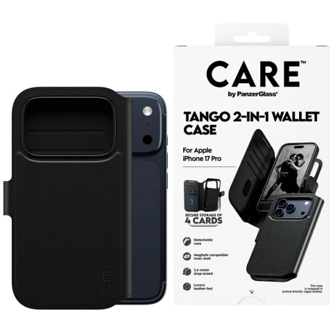 Etui CARE by PanzerGlass Feature Tango 2w1 Wallet Case MagSafe na iPhone 17 Pro - czarne