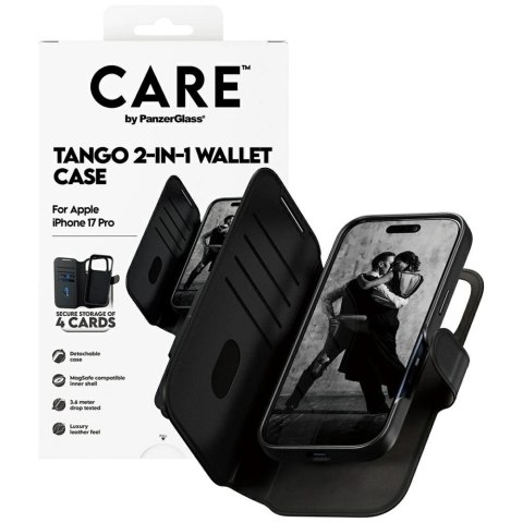 Etui CARE by PanzerGlass Feature Tango 2w1 Wallet Case MagSafe na iPhone 17 Pro - czarne