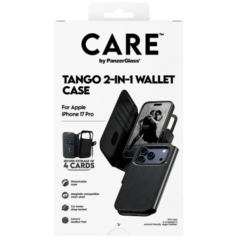 Etui CARE by PanzerGlass Feature Tango 2w1 Wallet Case MagSafe na iPhone 17 Pro - czarne