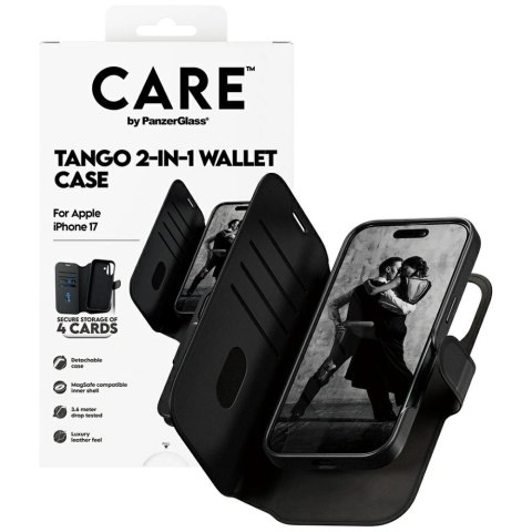 Etui CARE by PanzerGlass Feature Tango 2w1 Wallet Case MagSafe na iPhone 17 - czarne