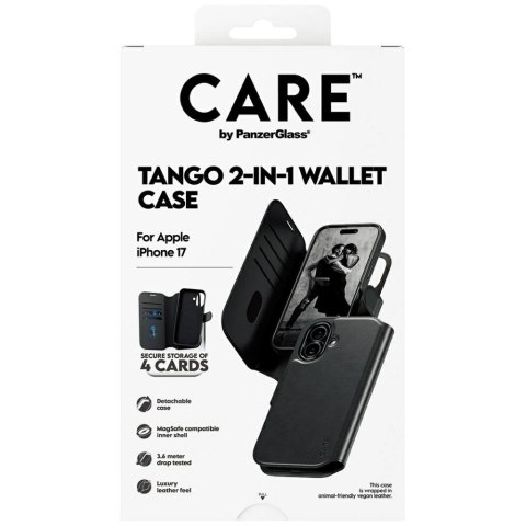 Etui CARE by PanzerGlass Feature Tango 2w1 Wallet Case MagSafe na iPhone 17 - czarne
