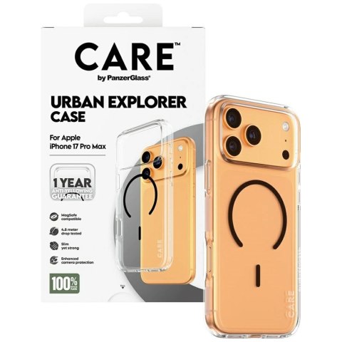 Etui CARE by PanzerGlass Flagship Urban Explorer w. Black MagSafe na iPhone 17 Pro Max - przezroczyste