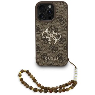 Etui Guess 4G Strap 4G Classic Logo na iPhone 16 Pro Max - brązowe