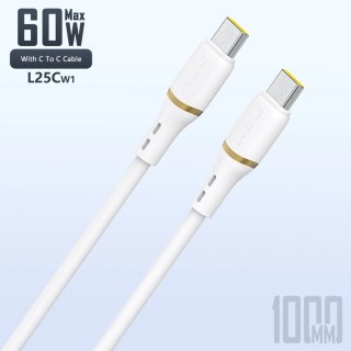 Kabel Dudao L25C USB-C - USB-C silikonowy 60W 1m - biały