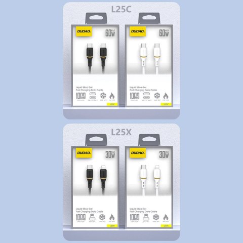 Kabel Dudao L25C USB-C - USB-C silikonowy 60W 1m - biały