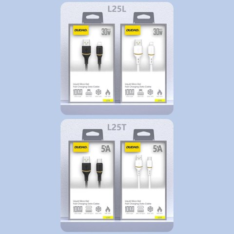Kabel Dudao L25T USB-A - USB-C silikonowy 5A 1m - biały