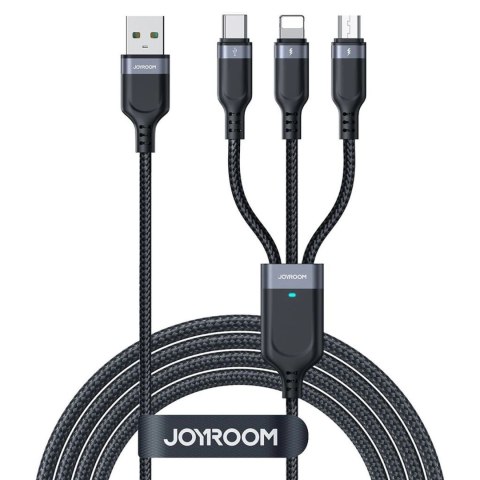 Kabel Joyroom S-A18 3w1 3,5A USB-A - Lightning+USB-C+MicroUSB 1,2m - czarny