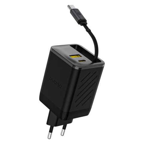Ładowarka sieciowa Dudao A67EU GaN 67W z wbudowanym zwijanym kablem USB-C Power Delivery Quick Charge - czarna