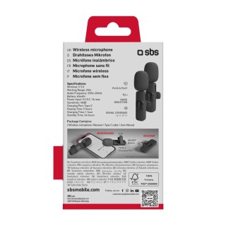 Mikrofony krawatowe SBS z odbiornikiem USB-C 2szt. - czarne