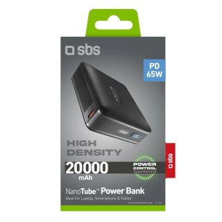 Powerbank SBS HD 65W 20000mAh USB-C z wyświetlaczem LCD - czarny