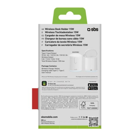 Stacja ładująca SBS 2w1 bezprzewodowa magnetyczna - biała