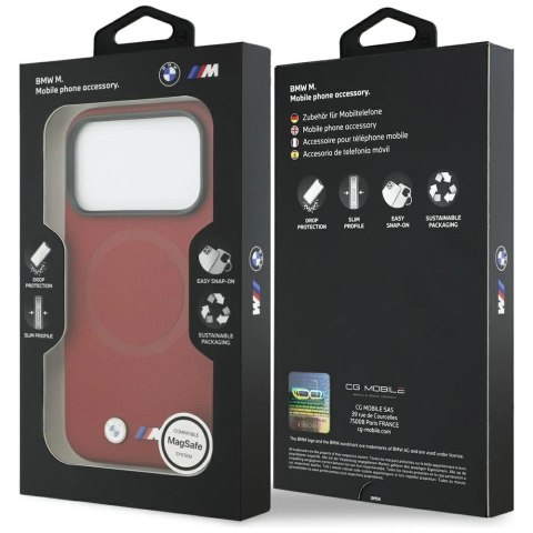 Etui BMW M FW Metal Logo MagSafe na iPhone 17 Pro - czerwone
