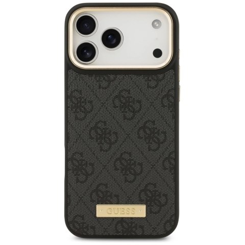 Etui Guess 4G Logo Plate MagSafe na iPhone 17 Pro Max - czarne