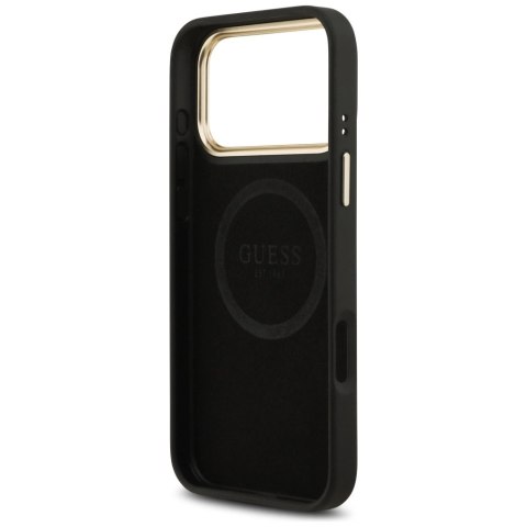 Etui Guess 4G Logo Plate MagSafe na iPhone 17 Pro Max - czarne