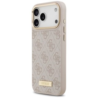 Etui Guess 4G Logo Plate MagSafe na iPhone 17 Pro Max - różowe