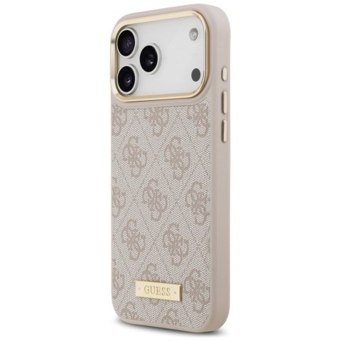 Etui Guess 4G Logo Plate MagSafe na iPhone 17 Pro Max - różowe