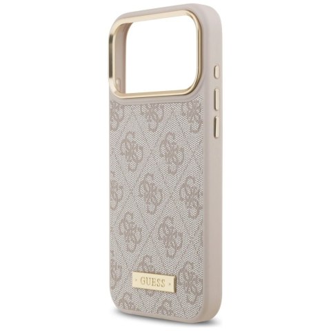 Etui Guess 4G Logo Plate MagSafe na iPhone 17 Pro Max - różowe