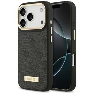 Etui Guess 4G Logo Plate MagSafe na iPhone 17 Pro -czarne