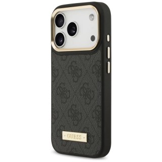 Etui Guess 4G Logo Plate MagSafe na iPhone 17 Pro -czarne