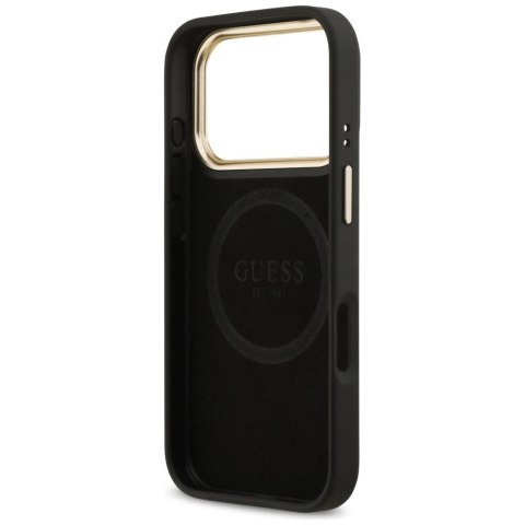 Etui Guess 4G Logo Plate MagSafe na iPhone 17 Pro -czarne
