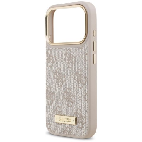 Etui Guess 4G Logo Plate MagSafe na iPhone 17 Pro - różowe