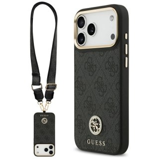Etui Guess 4G Srtass Logo & Big Strap Metal Buttons MagSafe na iPhone 17 Pro Max - czarne