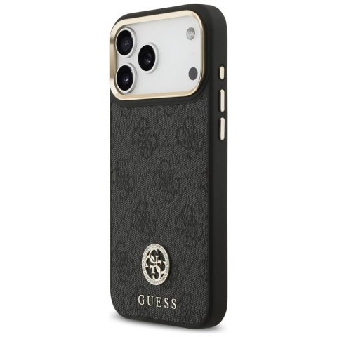 Etui Guess 4G Srtass Logo & Big Strap Metal Buttons MagSafe na iPhone 17 Pro Max - czarne